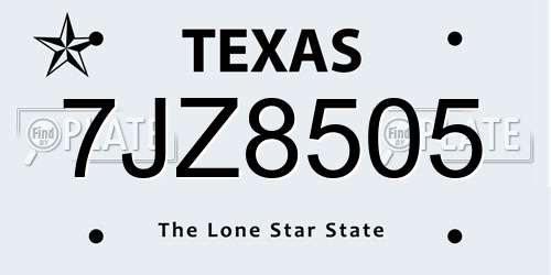 7JZ8505 Texas License Plate