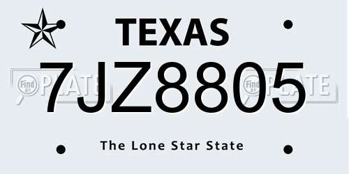 7JZ8805 Texas License Plate