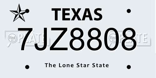 7JZ8808 Texas License Plate
