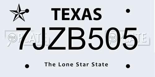 7JZB505 Texas License Plate