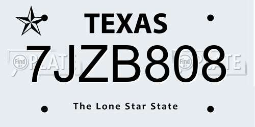7JZB808 Texas License Plate