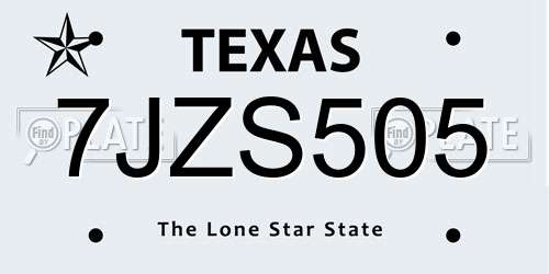7JZS505 Texas License Plate