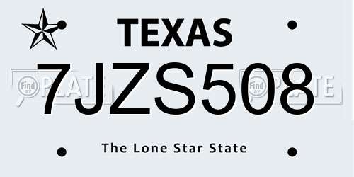 7JZS508 Texas License Plate