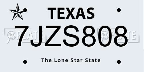 7JZS808 Texas License Plate