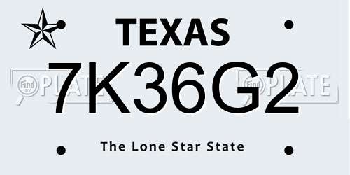 7K36G2 Texas License Plate