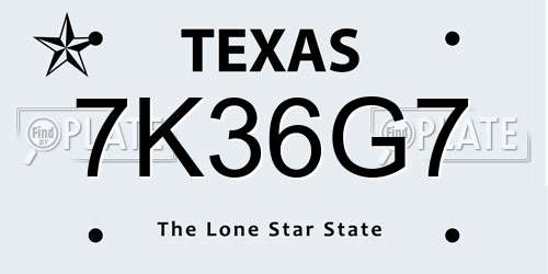7K36G7 Texas License Plate