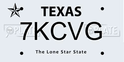 7KCVG Texas License Plate
