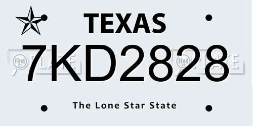 7KD2828 Texas License Plate