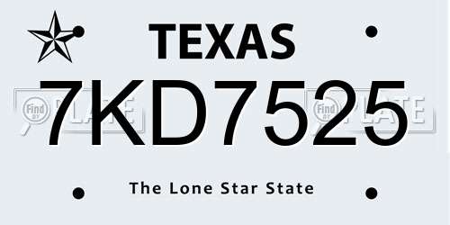 7KD7525 Texas License Plate