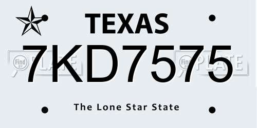 7KD7575 Texas License Plate