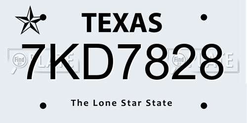 7KD7828 Texas License Plate