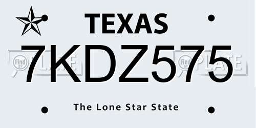 7KDZ575 Texas License Plate
