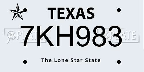 7KH983 Texas License Plate