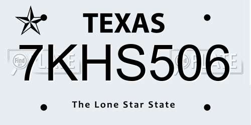 7KHS506 Texas License Plate