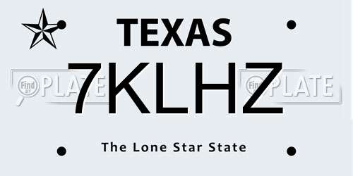 7KLHZ Texas License Plate
