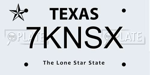 7KNSX Texas License Plate