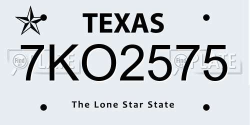 7KO2575 Texas License Plate