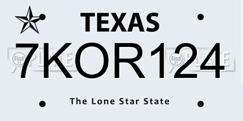 7KOR124 Texas License Plate