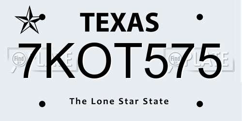 7KOT575 Texas License Plate