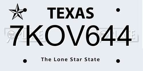 7KOV644 Texas License Plate