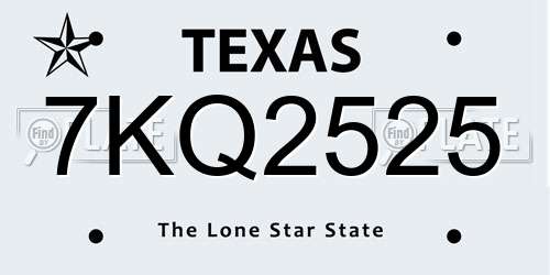 7KQ2525 Texas License Plate