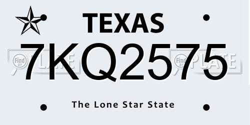 7KQ2575 Texas License Plate