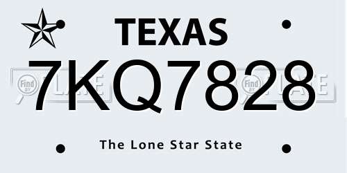 7KQ7828 Texas License Plate
