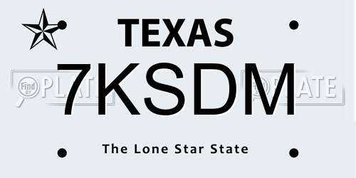 7KSDM Texas License Plate
