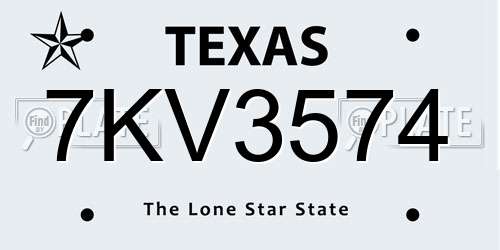 7KV3574 Texas License Plate