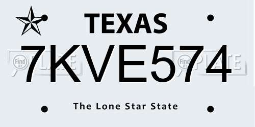7KVE574 Texas License Plate