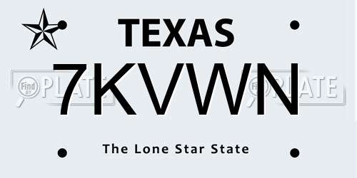 7KVWN Texas License Plate