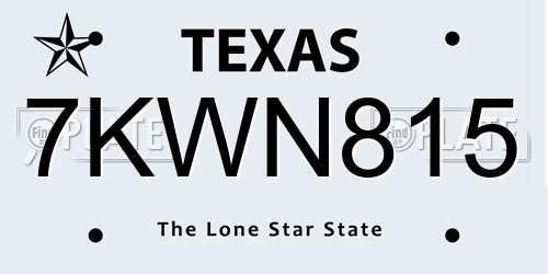 7KWN815 Texas License Plate