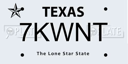 7KWNT Texas License Plate
