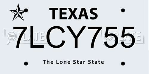 7LCY755 Texas License Plate