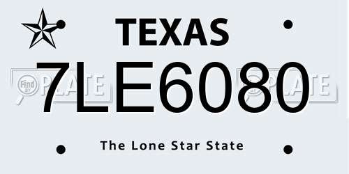 7LE6080 Texas License Plate