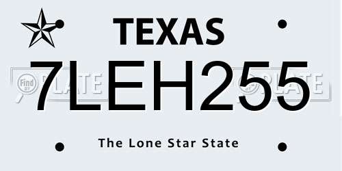 7LEH255 Texas License Plate