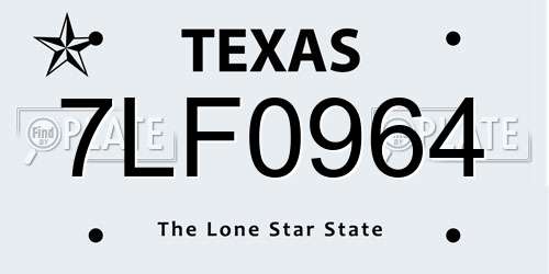 7LF0964 Texas License Plate