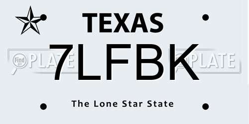 7LFBK Texas License Plate