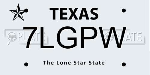 7LGPW Texas License Plate