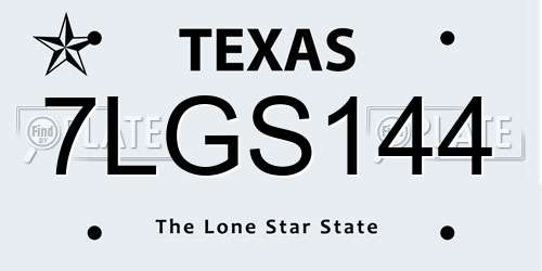 7LGS144 Texas License Plate