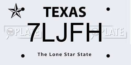7LJFH Texas License Plate
