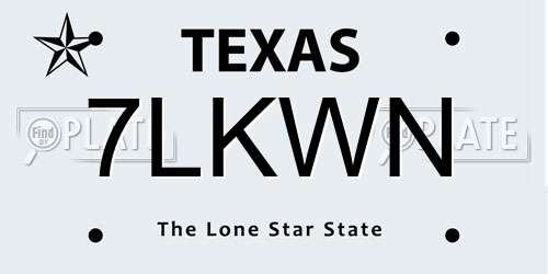 7LKWN Texas License Plate