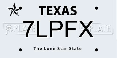 7LPFX Texas License Plate
