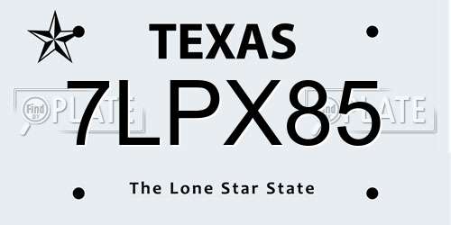 7LPX85 Texas License Plate
