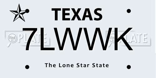 7LWWK Texas License Plate