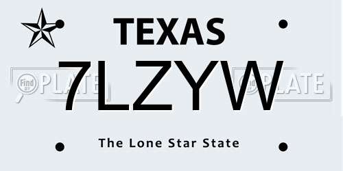 7LZYW Texas License Plate