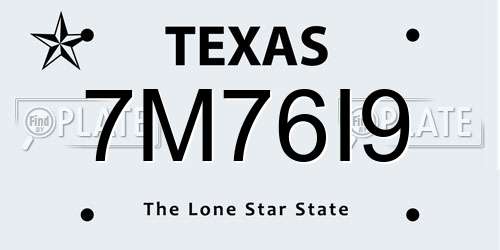 7M76I9 Texas License Plate