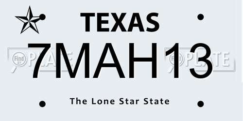 7MAH13 Texas License Plate