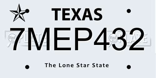 7MEP432 Texas License Plate