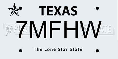 7MFHW Texas License Plate